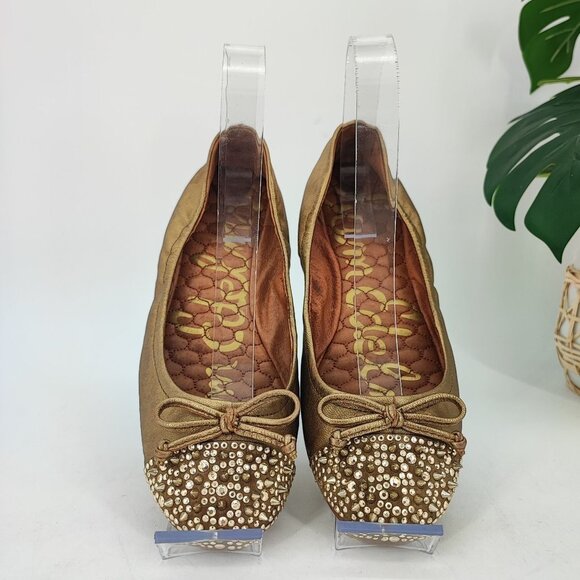 Sam Edelman Women's  Gold Leather Spiked Flats  Size 6.5M - Picture 2 of 8
